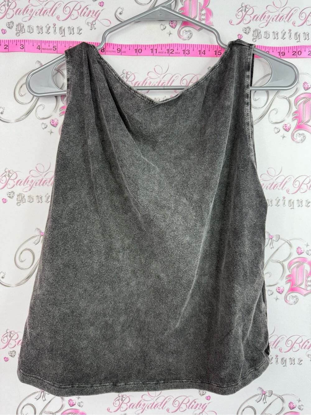 SHEIN tank top tie up back Washed Gray Scoop Neck Tank